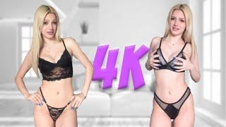 [4K USA] Lingerie Try On Haul | ALL BLACK 