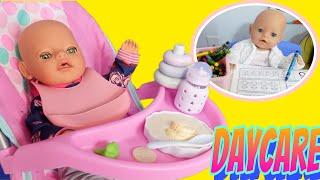 Baby Born Doll Daycare Routine Feeding and Changing baby doll