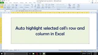 Auto Highlight Selected Cell Row and Column in Excel | Active Cell Auto Color in Excel
