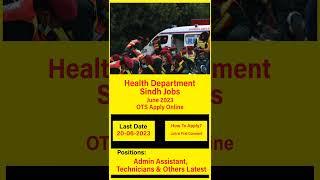 Health Department sindh jobs #jobsinpakistan2023 #latestjobs #ytshorts