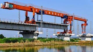 Incredible modern bridge construction building process. Amazing mega construction machines working