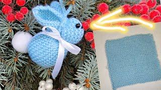 ЗАЙЧИК ИЗ КВАДРАТА СПИЦАМИЁЛОЧНАЯ ИГРУШКА/bunny knitting/Häschen stricken