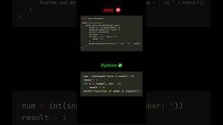 Java vs Python: Factorial Algorithm Comparison #DeveloperComparison