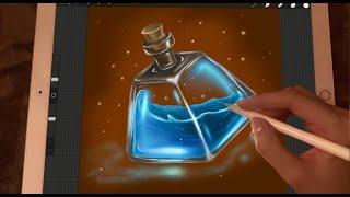  iPad ASMR - Painting a POTION glass - Clicky Whispers - Writing Sounds