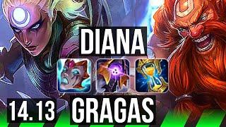 DIANA vs GRAGAS (JGL) | Rank 2 Diana, 13/2/11, Godlike | VN Challenger | 14.13