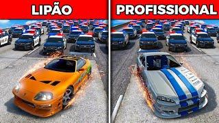 Aprendi FUGAS com carros do BRIAN NO GTA 5! (Lipão vs Profissionais)