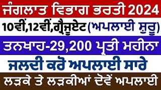 Punjab Govt Department Recruitment 2024 |Forest Department Bharti 2024,Punjab Govt Jobs Dec 2024