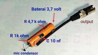 Cara merakit mic condensor super peka dengan baterai 3,7 volt