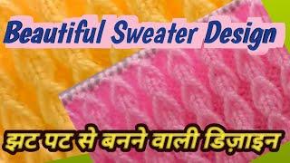 New Sweater Design/ स्वेटर की आसान बुनाई/Design For Beginners/Beenas Corner