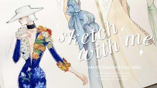 4 days of Haute Couture sketch some runway looks with me!