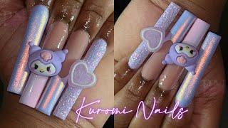 PURPLE KUROMI NAILS  | KAWAII NAILS | HOW TO APPLY CHROME POWDER