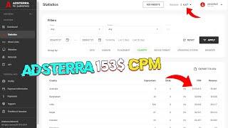 Adsterra CPM 153$ Working Trick with Proof | Adsterra High cpm trick | Adsterra Earning Proof