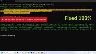 How to fix failed to download laravel/laravel from dist: zip extension and unzip/7z commands