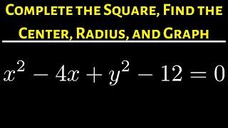 #22. Complete the Square to Find the Center and Radius of the Circle and Graph the Circle