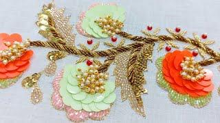 Patch work aari work Design!!Aari work tutorial !!aari embroidery patch work tutorial