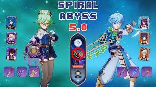 Spiral Abyss 5.0 Floor 12 - F2P 4 Stars Only (Sucrose Taser & Chongyun / Rosaria Reverse Melt)