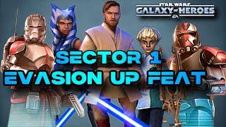 [SECTOR 1] EVASION UP FEAT IN 1 BATTLE - GALACTIC CONQUESTS SWGOH