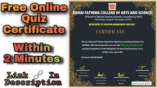 General Aptitude Quiz Certificate | Online E Quiz Certificate || Free Quiz Certificate 2021