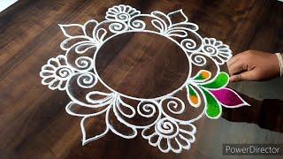 Beautiful Rangoli Design  Flower Rangoli Design  Diwali Rangoli  Muggulu Design @saptrangi