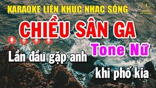 Karaoke Liên khúc Nhạc Sống Tone Nữ Dễ Hát | Tuyển Chọn Nhạc Vàng Bolero - Chiều Sân Ga