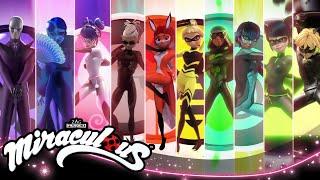 MIRACULOUS |  ALL TRANSFORMATIONS - Season 1 to 3  | Tales of Ladybug and Cat Noir