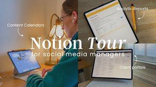 NOTION TOUR  Hub for Freelance Social Media Managers, Client Portal, Content Calendars for social