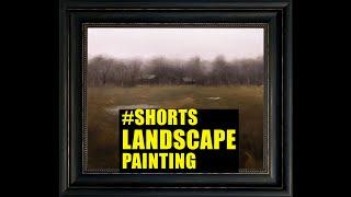 "A misty Morn" #Shorts paint a 30 minute landscape study for tones and shapes in a time-lapse.