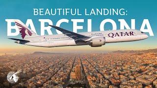 Beautiful landing in Barcelona, Spain (4K)