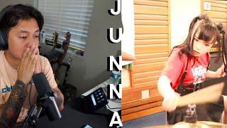 THE TALENT!! 【 JUNNA 】Through The Fire And Flames - DragonForce - Drum Cover (Reaction)