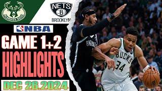 Milwaukee Bucks vs Brooklyn Nets Game 1st +2nd Highlights Dec 26,2024 NBA Season 2024-25