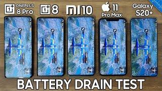 OnePlus 8 Pro vs Xiaomi Mi 10 / iPhone 11 Pro Max / Galaxy S20 Plus - BATTERY DRAIN TEST!