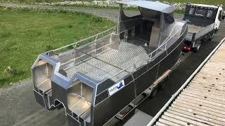 Home designed and built catamaran fast fishing boat.