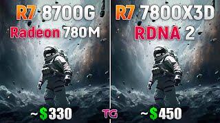 Ryzen 7 8700G (Radeon 780M) vs Ryzen 7 7800X3D (RDNA2) - CPU and iGPU Test