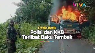 Video Baku Tembak Polisi vs KKB! Aparat Dilempari Bom Molotov