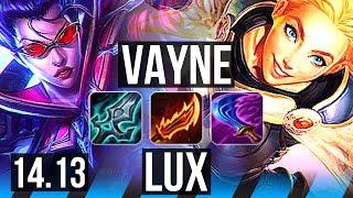 VAYNE vs LUX (MID) | 7 solo kills, Legendary, 700+ games, 15/3/2 | VN Master | 14.13
