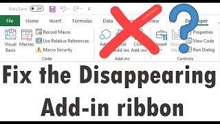 How to Fix / Enable the Disappearing Add-in on the Ribbon