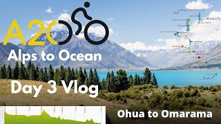 Alps to Ocean Cycle Trail VLOG Day 3 - Lake Ohau to Omarama 45km + 14km to see the Clay Cliffs