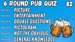 Virtual Pub Quiz 6 Rounds: Picture, Entertainment, Double Questions, Pictogram, Not The Obvious. #82