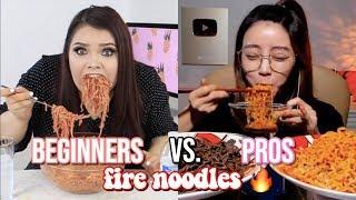 beginners vs. pros eating fire noodles  (part 3)