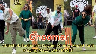 Abhishek Bachchan,Saiyami Kher & Angad Bedi Playing Match vs Media Team For Promoting Movie Ghoomer