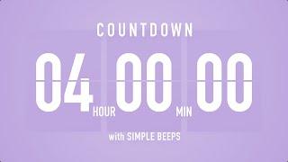 4 Hours Countdown Flip Clock Timer / Simple Beeps 🫐 