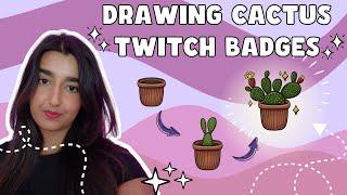 DRAWING CACTUS TWITCH BADGES | Photoshop