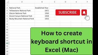 How to create keyboard shortcut in Excel (Mac)