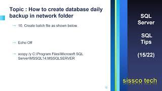 How to create sql server database daily backup in network folder