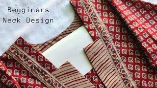 Steps for Beginners Easy Kurti Front Neck Design\ Sewing tutorial \ neck