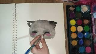 How to Paint a Grey Cat || Fur Painting Process