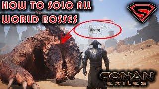 CONAN EXILES HOW TO SOLO ALL WORLD BOSSES EASILY - BEST FIGHTER AND ARCHER THRALLS TO USE