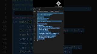 Write a C Program To Convert Specified Days Into Years, Weeks and Days #coding #programming #c