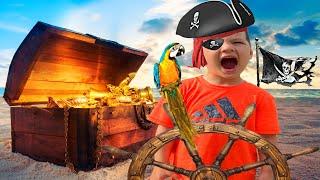 Caleb's PIRATE ️ PLAYGROUND! hidden treasure at the park, floor is lava pretend play with MOM!