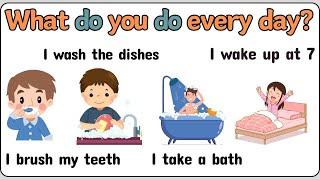 What Do You Do Every Day ?  | Action  Verbs For Beginner Daily English Sentences